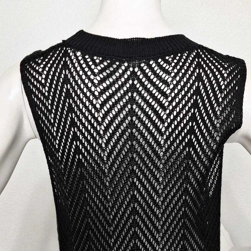 Joie Black Romantic Goth *NEW* Witchy Crochet Knit Whimsigoth Maxi Dress Size XL